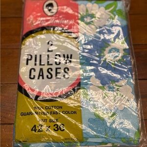 Vintage Dolly Madison Retro Floral Pillow Cases - Blue and White